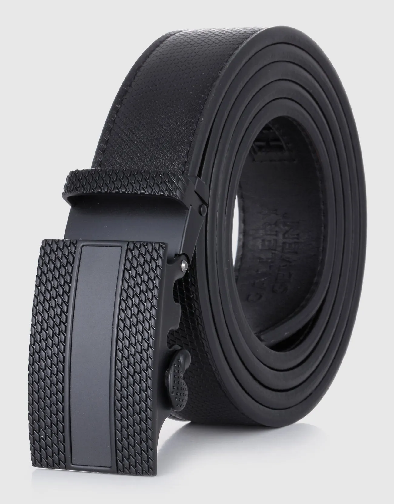 Men's Lozenge Plaque Leather Ratchet  Belt