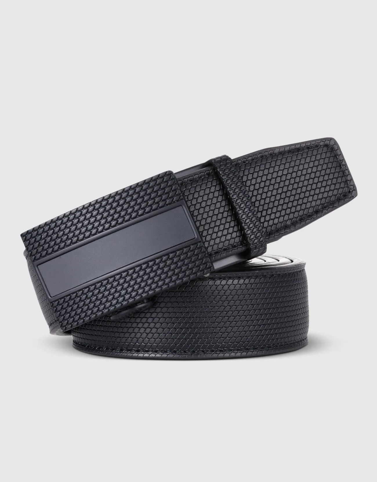 Men's Lozenge Plaque Leather Ratchet  Belt