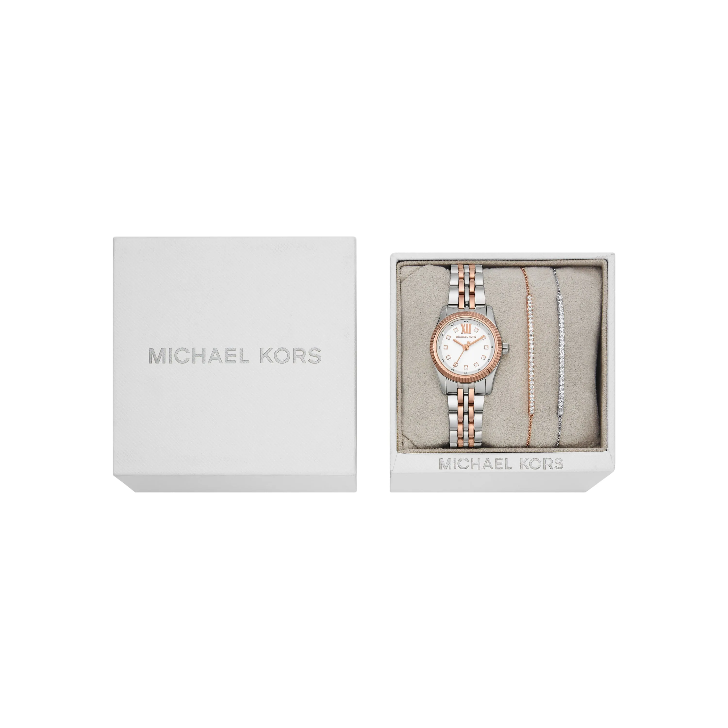 Michael Kors Lexington Three-Hand Two-Tone Stainless Steel Watch and Bracelets Gift Set MK4817SET