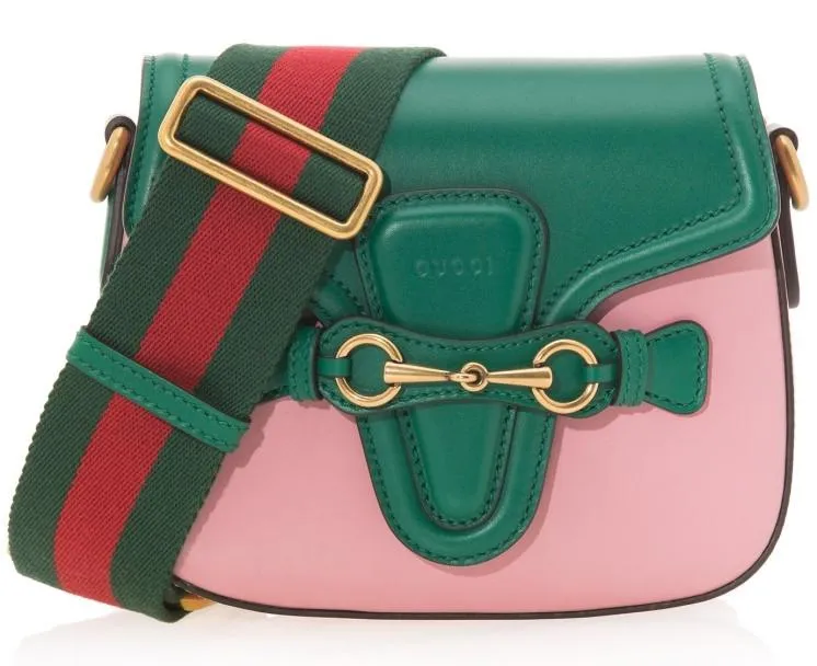 Mini Lady Web Shoulder Bag - ( Green/Pink )