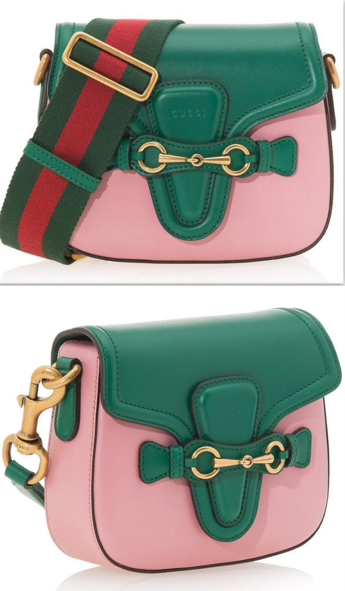 Mini Lady Web Shoulder Bag - ( Green/Pink )