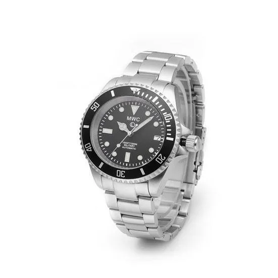 MWC 21 Jewel 300m Automatic Military Divers Watch with Sapphire Crystal and Ceramic Bezel on a Steel Bracelet