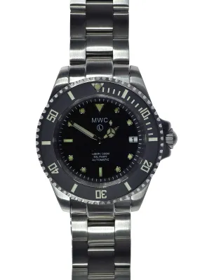 MWC 21 Jewel 300m Automatic Military Divers Watch with Sapphire Crystal and Ceramic Bezel on a Steel Bracelet