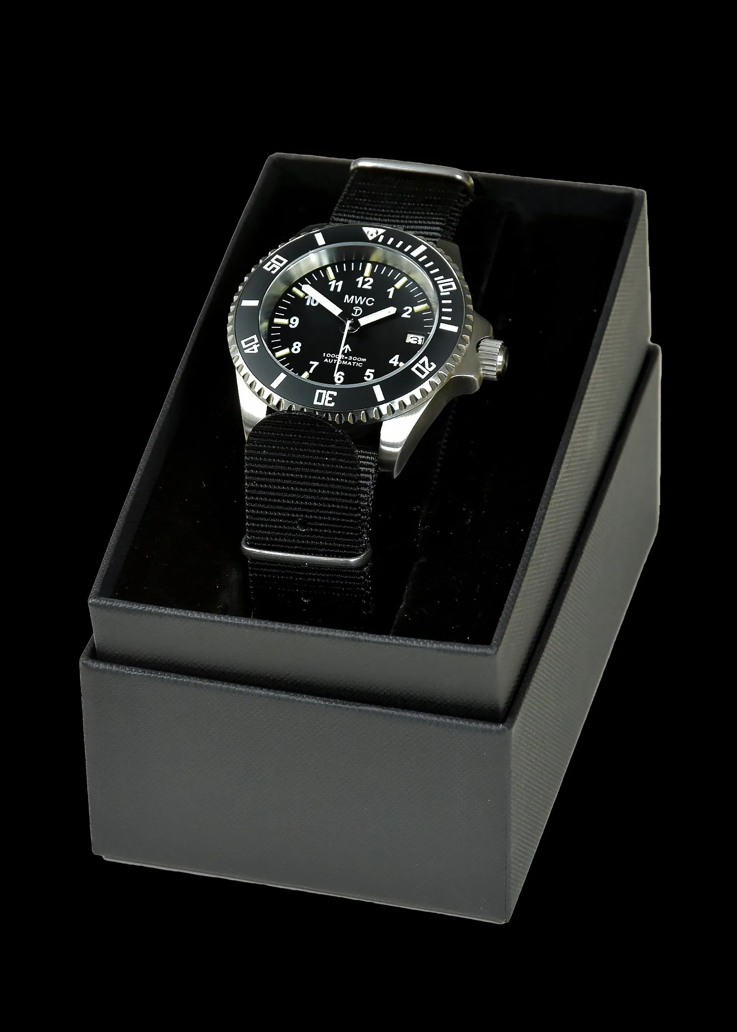 MWC 24 Jewel 300m Automatic Military Divers Watch with Tritium GTLS Illumination and Sapphire Crystal and Ceramic Bezel