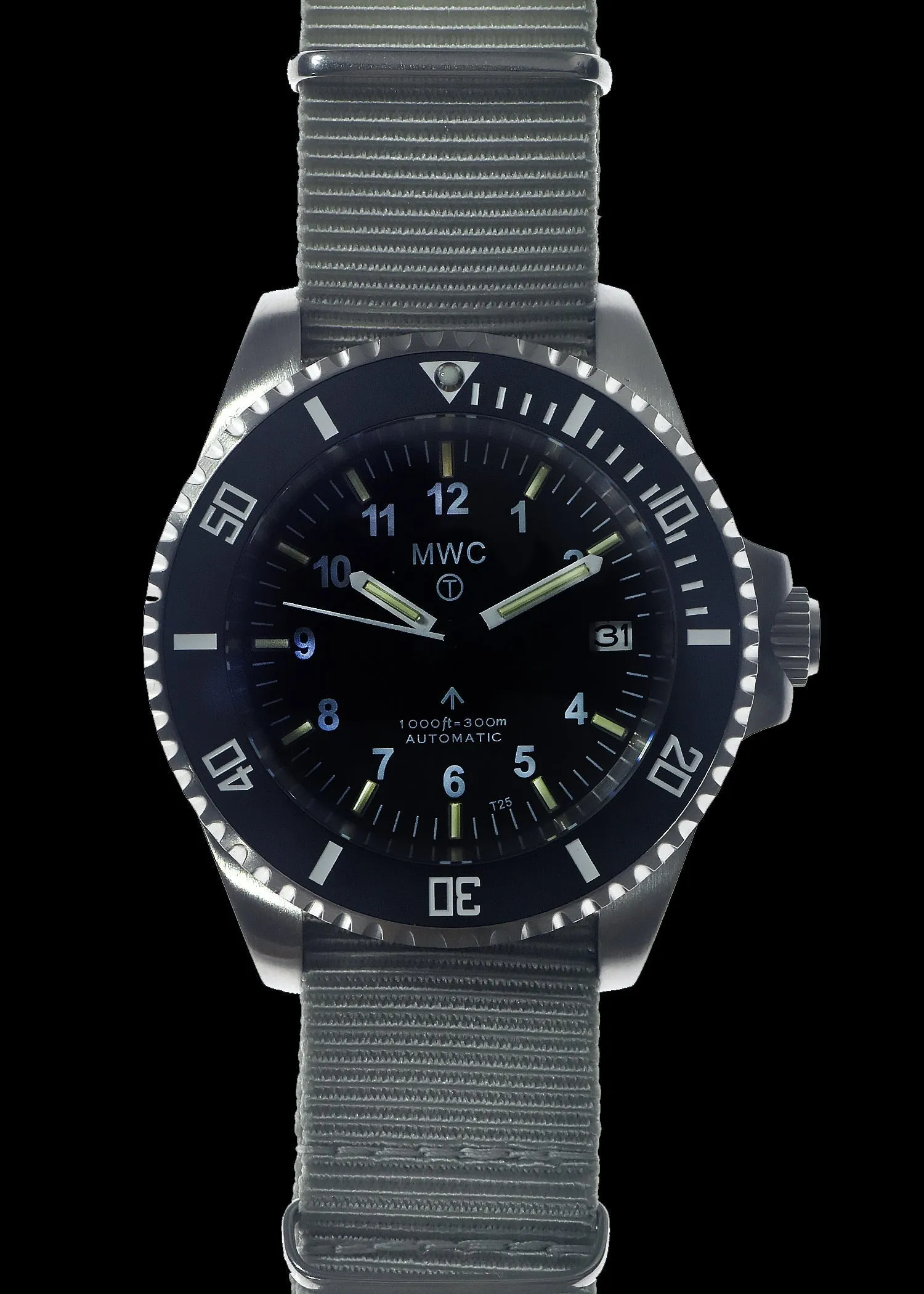 MWC 24 Jewel 300m Automatic Military Divers Watch with Tritium GTLS Illumination and Sapphire Crystal and Ceramic Bezel