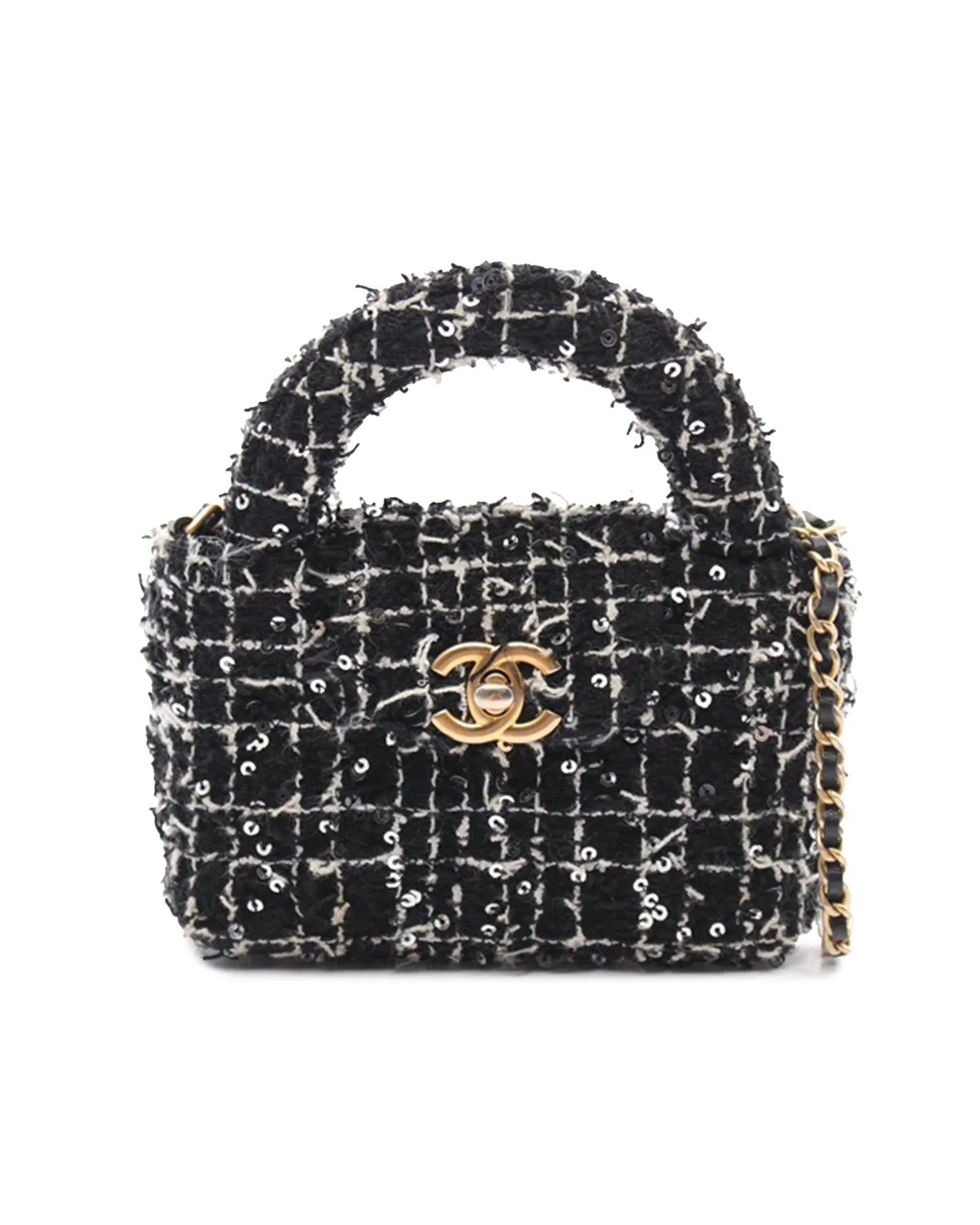 Nano Tweed Kelly Clutch with Sequin Embellished Shoulder Strap