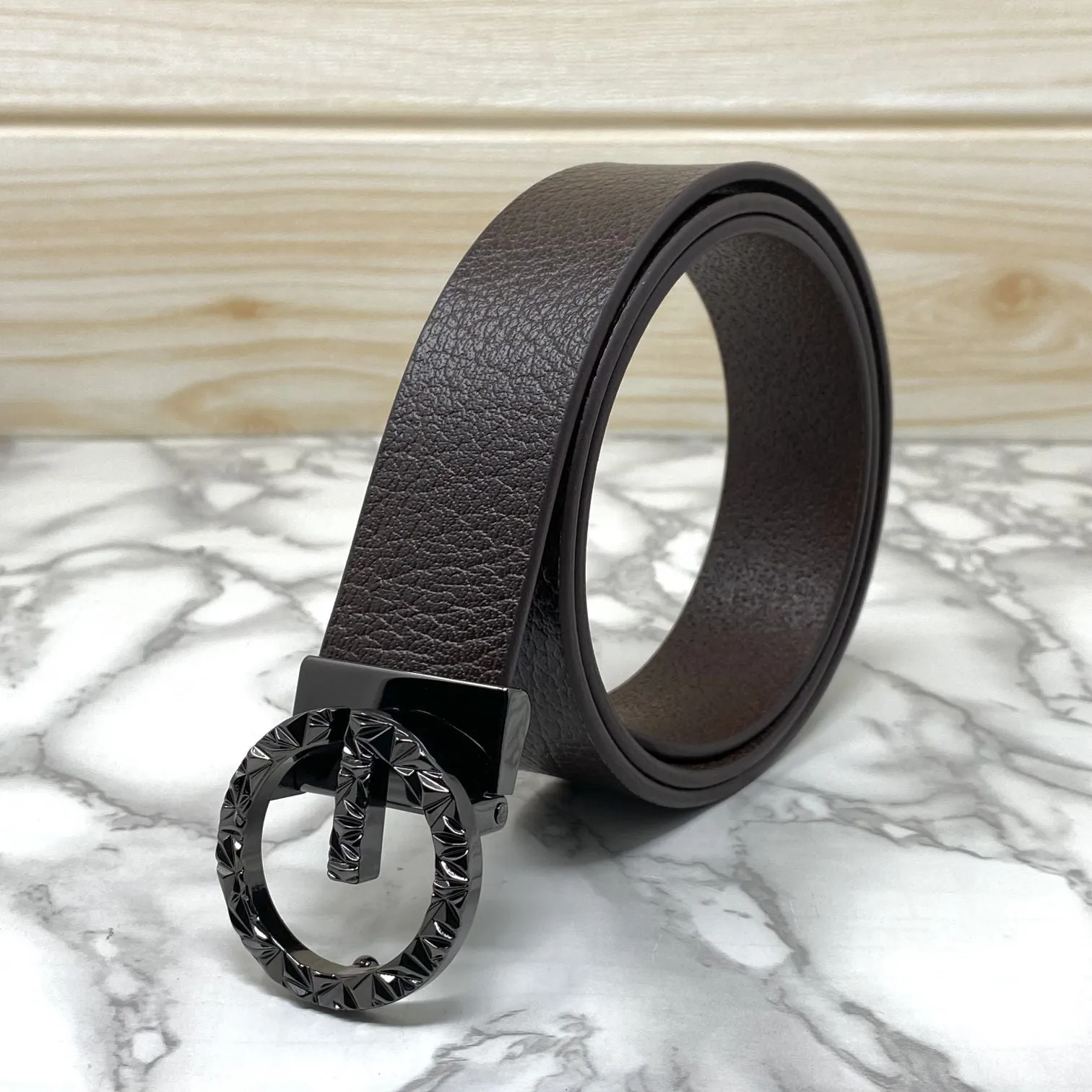 Premium Shiny G-letter Design Formal Leather Belt-JonasParamount