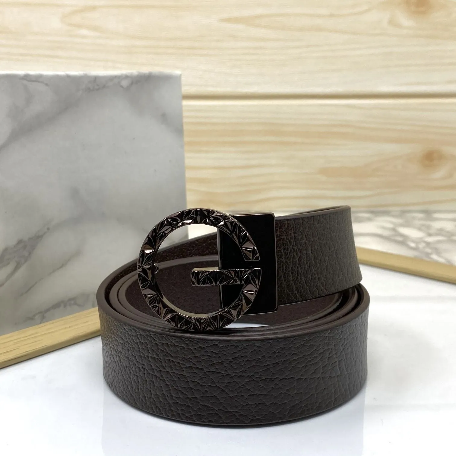 Premium Shiny G-letter Design Formal Leather Belt-JonasParamount