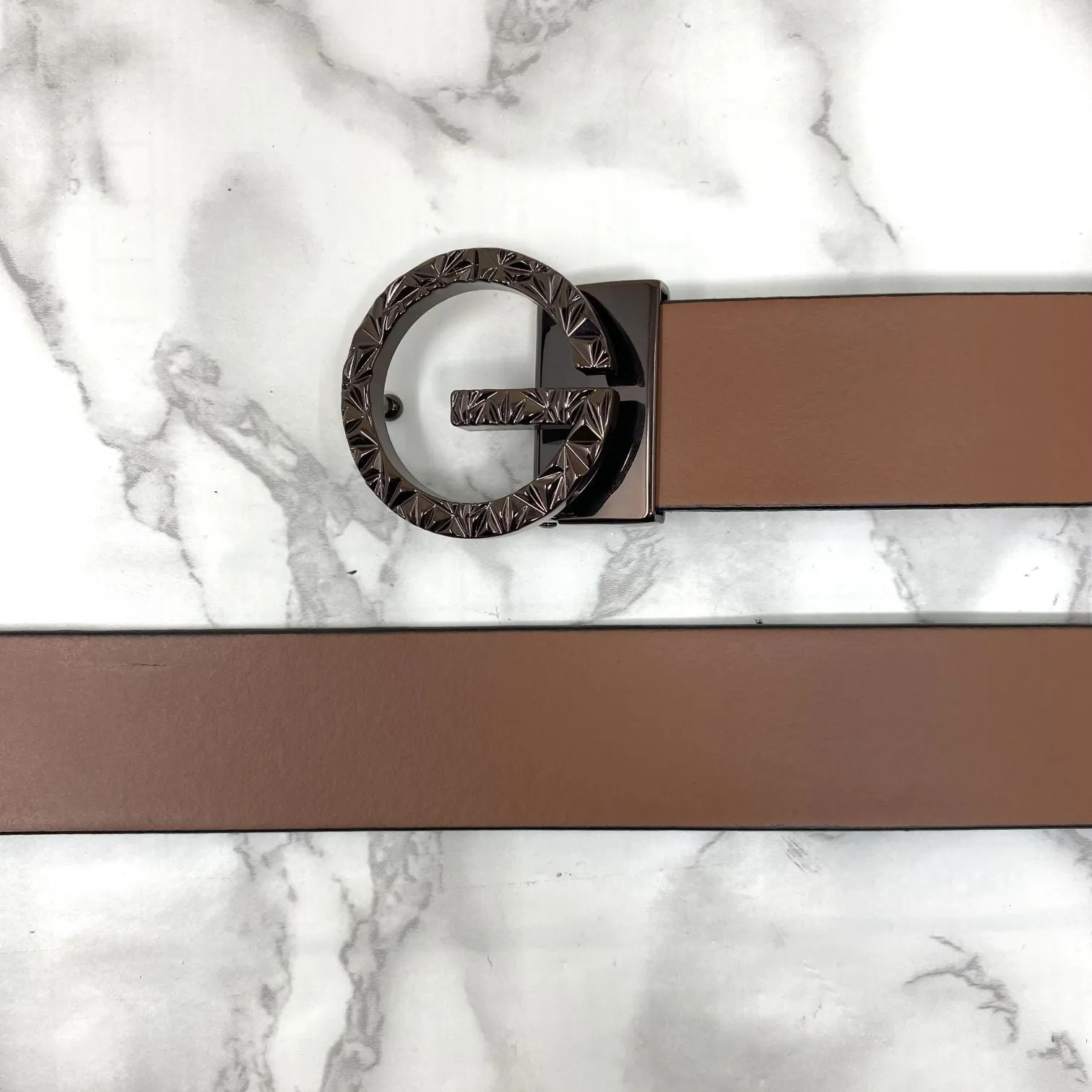 Premium Shiny G-letter Design Formal Leather Belt-JonasParamount