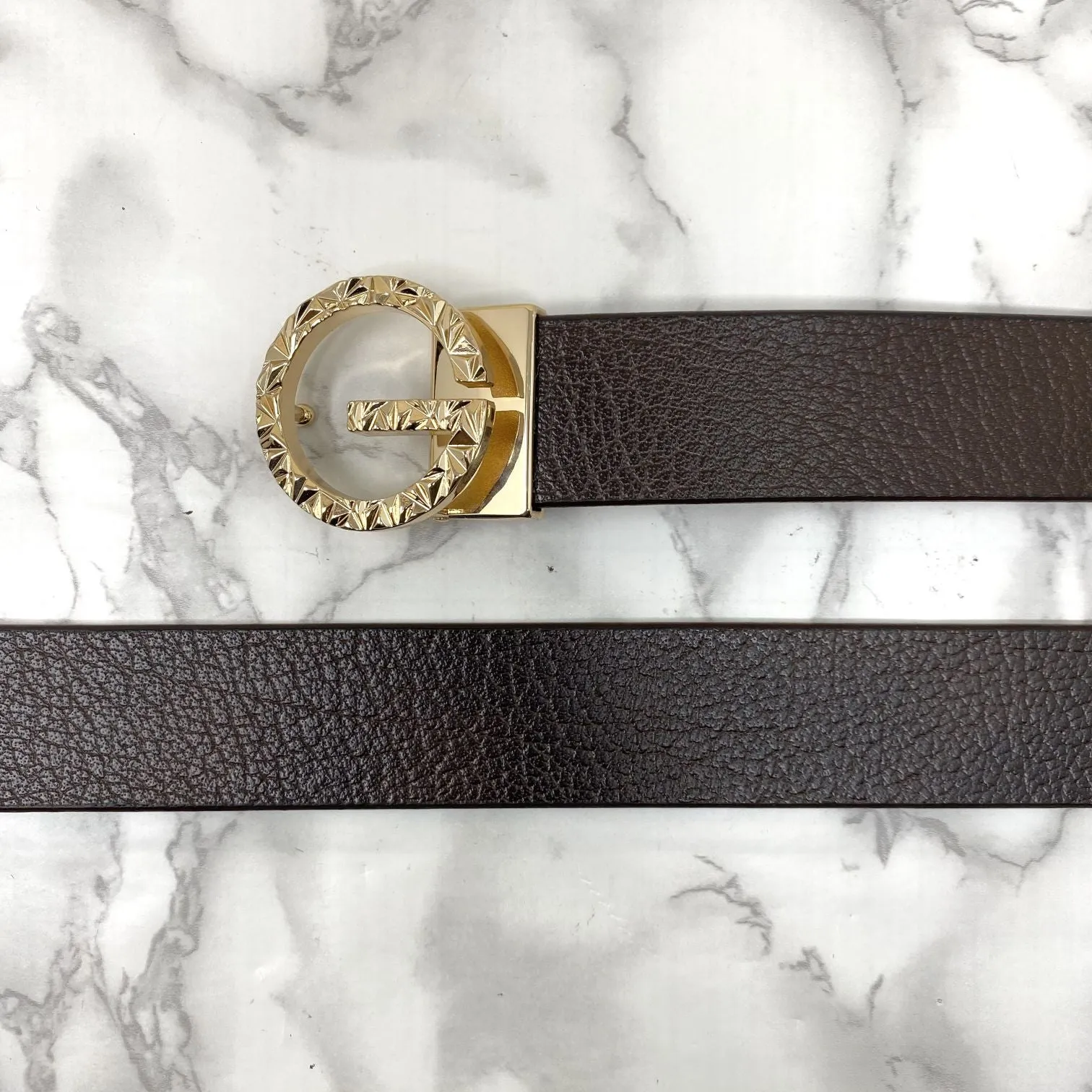 Premium Shiny G-letter Design Formal Leather Belt-JonasParamount