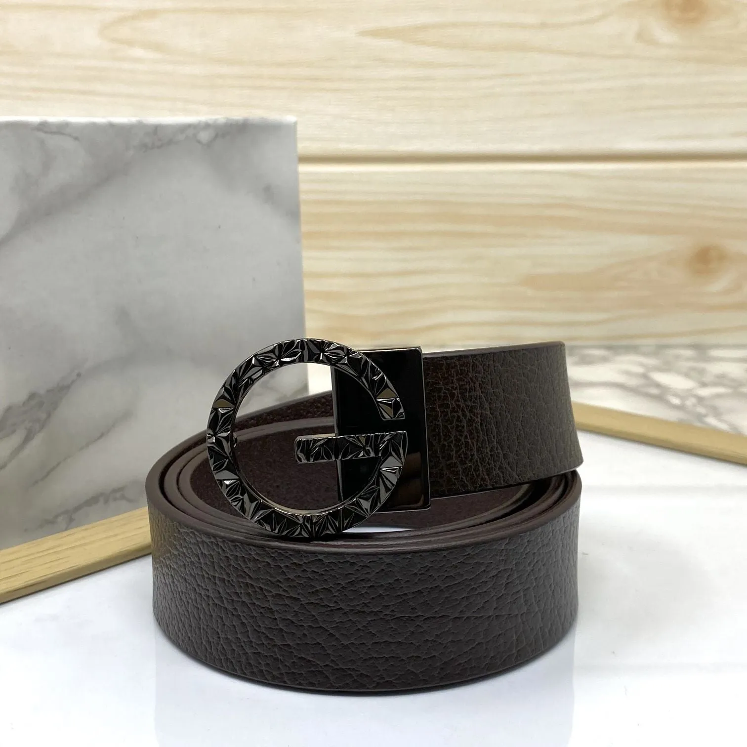 Premium Shiny G-letter Design Formal Leather Belt-JonasParamount