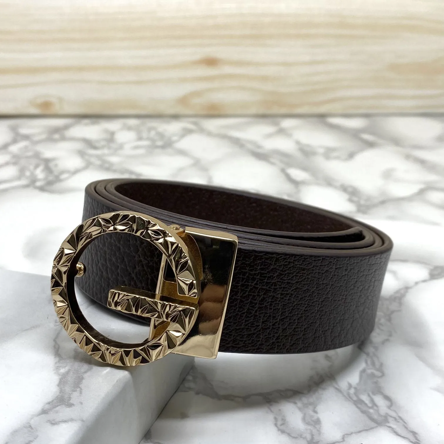 Premium Shiny G-letter Design Formal Leather Belt-JonasParamount