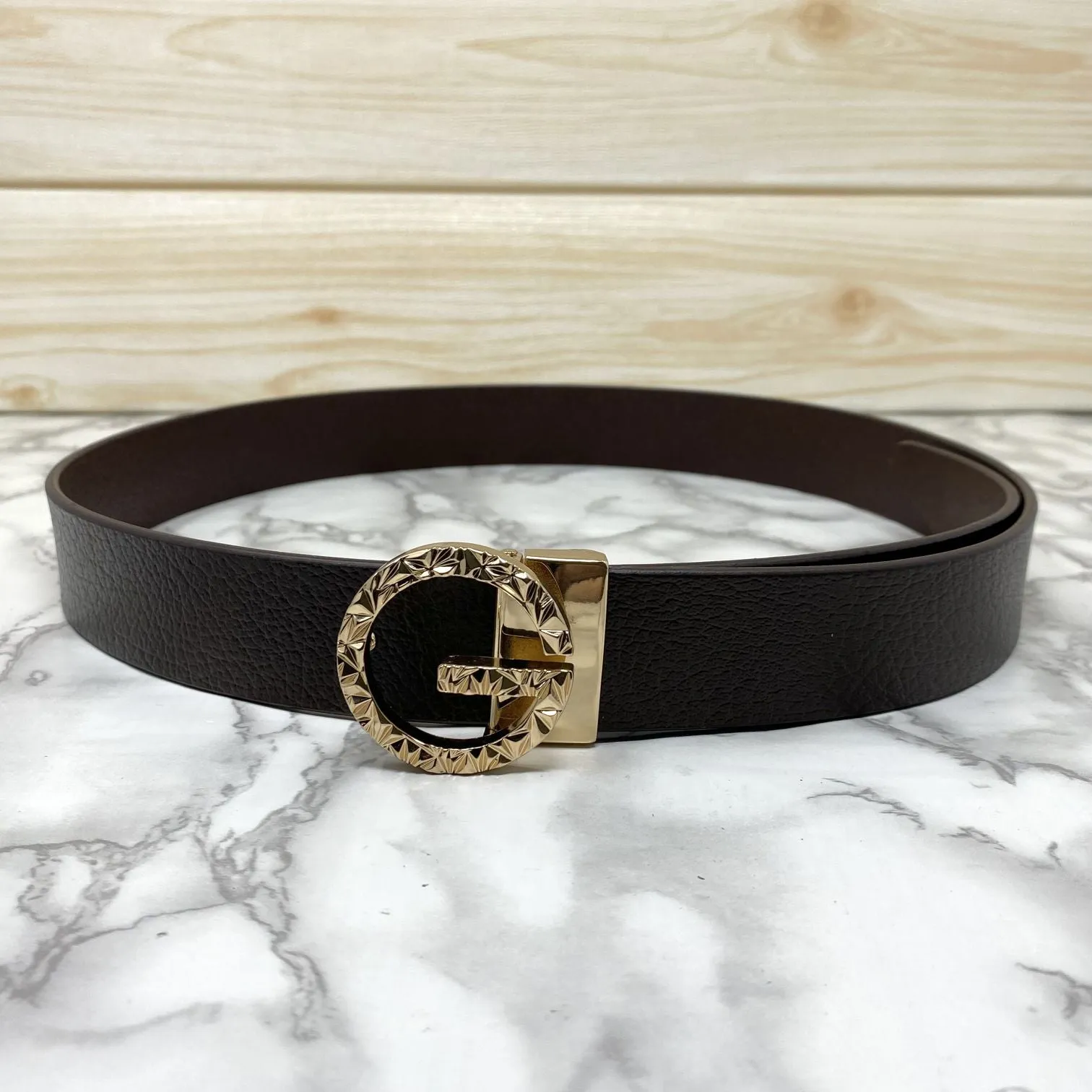 Premium Shiny G-letter Design Formal Leather Belt-JonasParamount