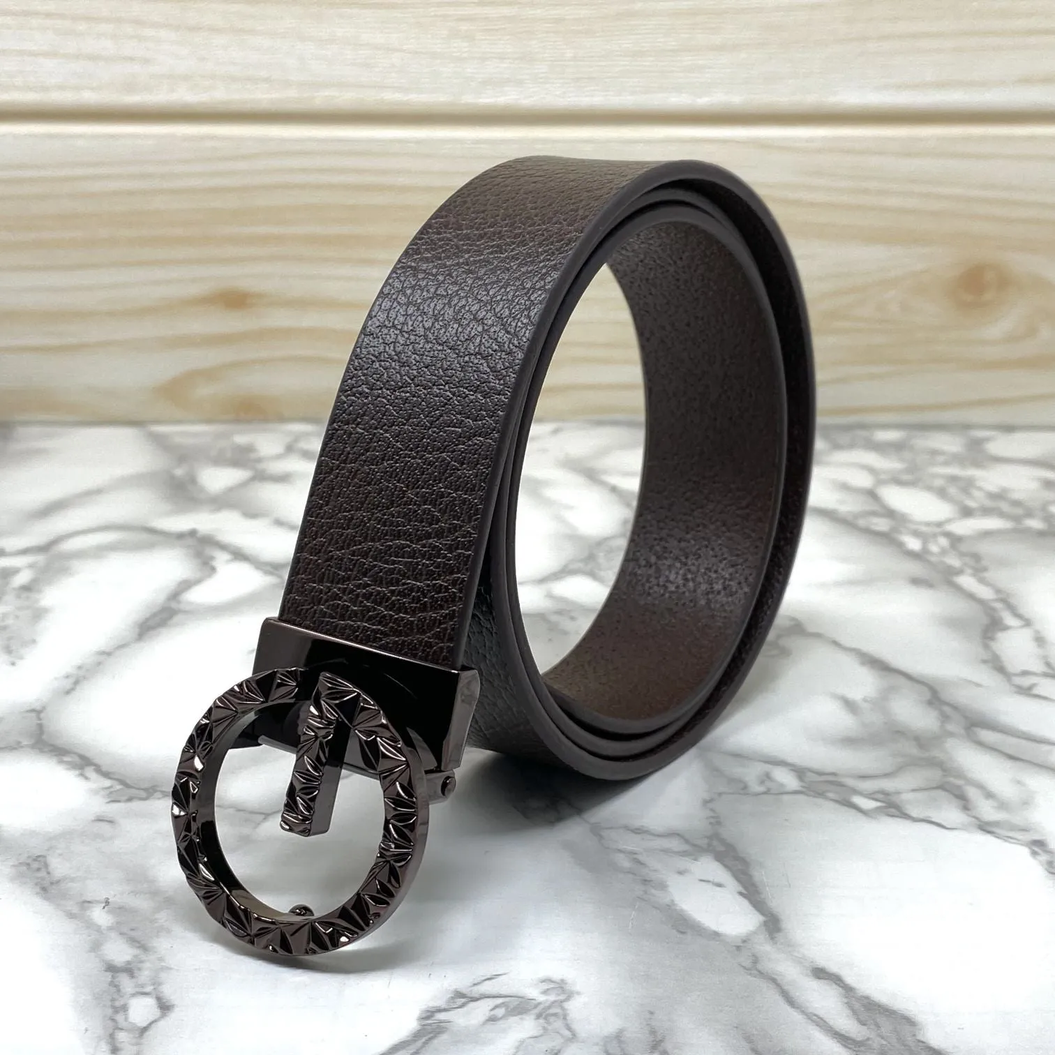 Premium Shiny G-letter Design Formal Leather Belt-JonasParamount