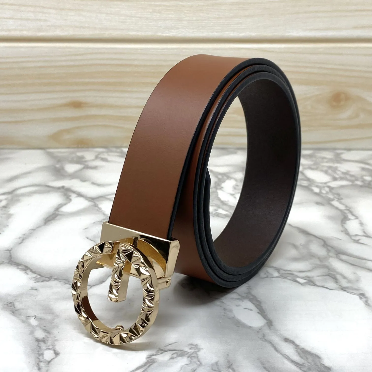 Premium Shiny G-letter Design Formal Leather Belt-JonasParamount