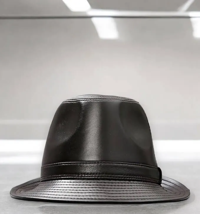 Retro Leather Trilby Fedora Hat