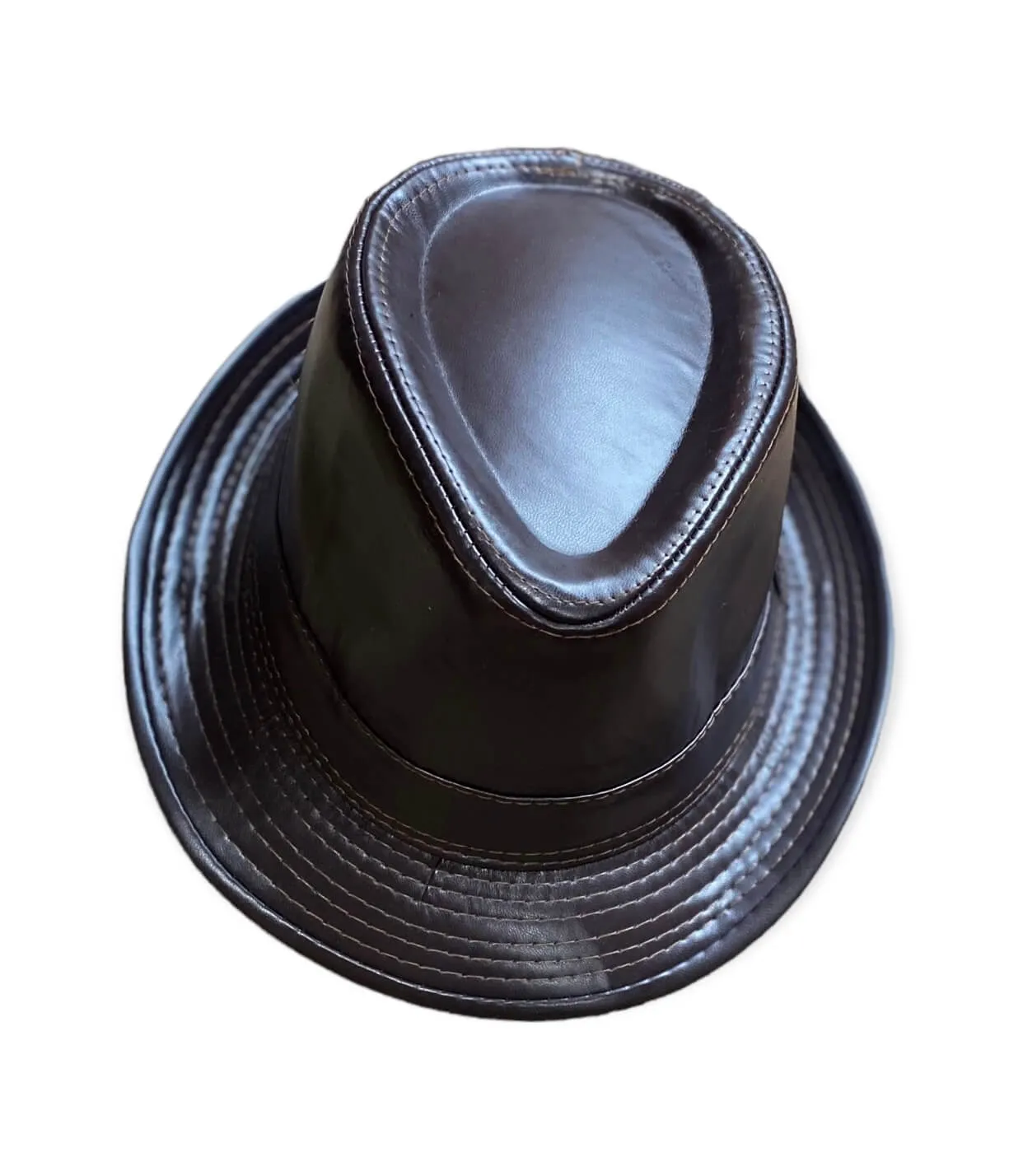 Retro Leather Trilby Fedora Hat