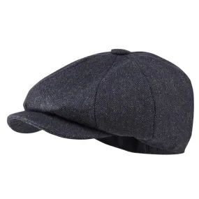 Schoffel Newsboy Cap - Navy Herringbone