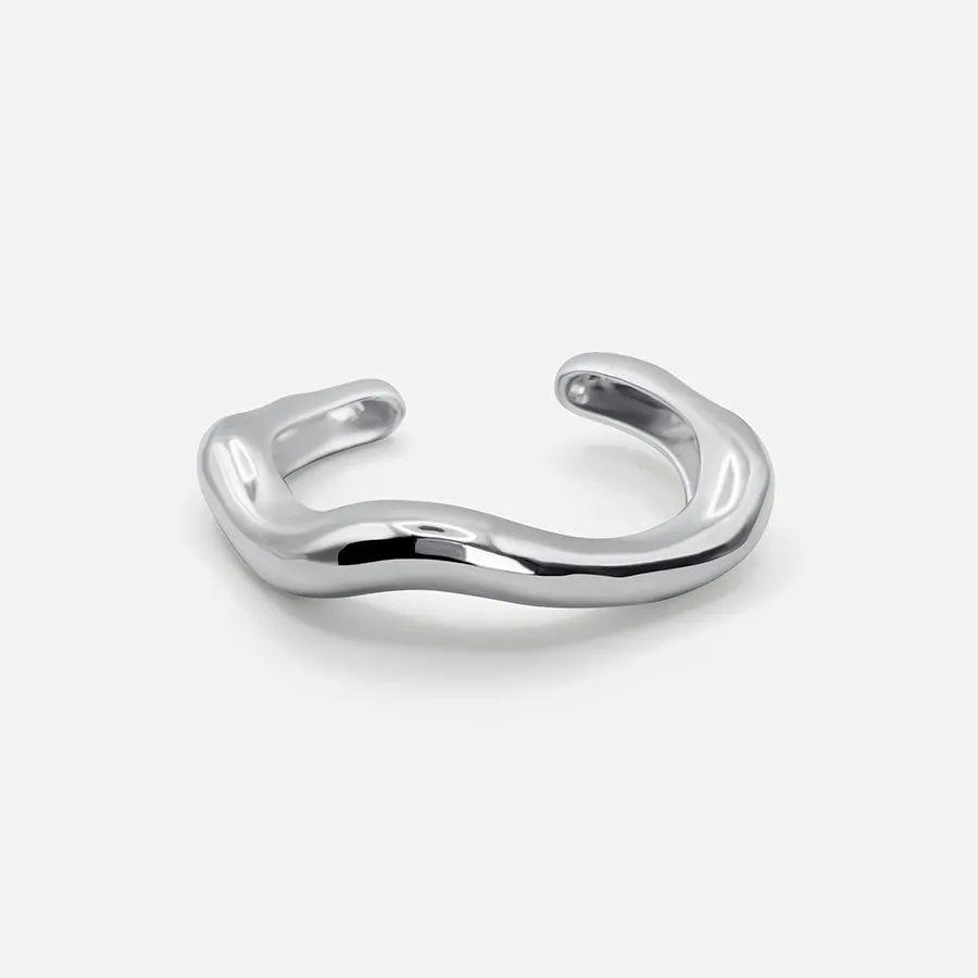 SCULPTURAL OPEN BRACELET - SILVER