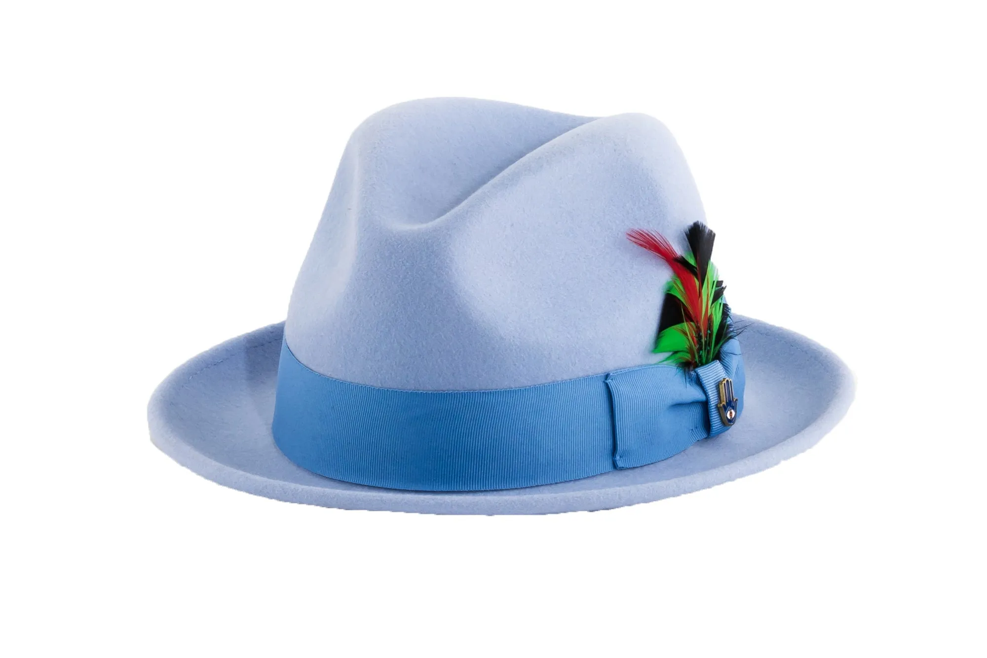 Sky Blue Brooks Trilby 100% Australian Wool Felt Crushable Hat