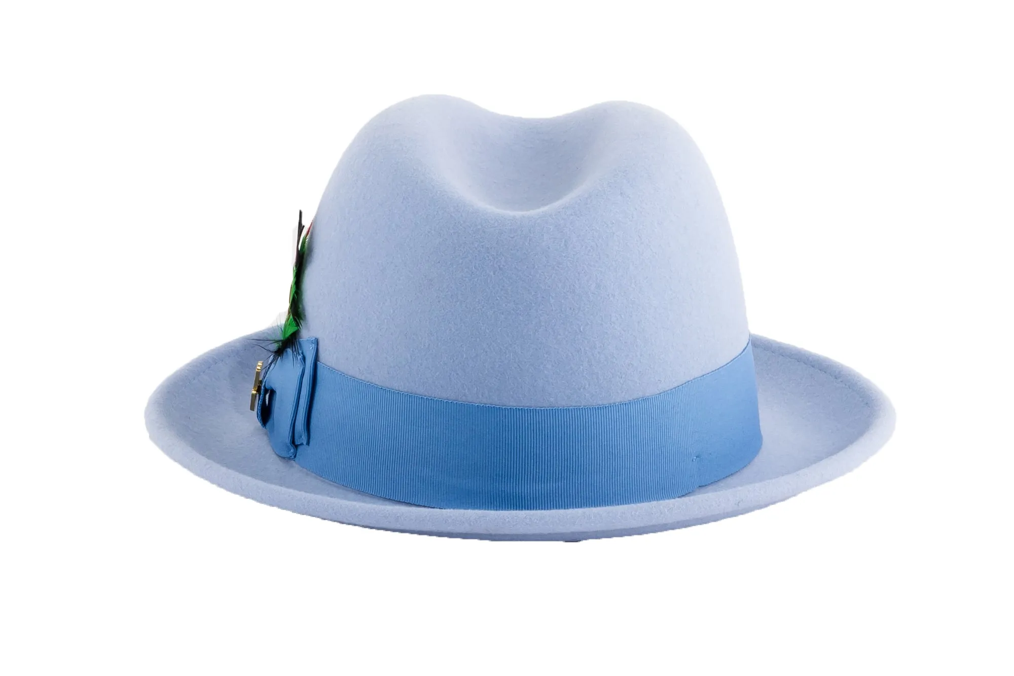 Sky Blue Brooks Trilby 100% Australian Wool Felt Crushable Hat