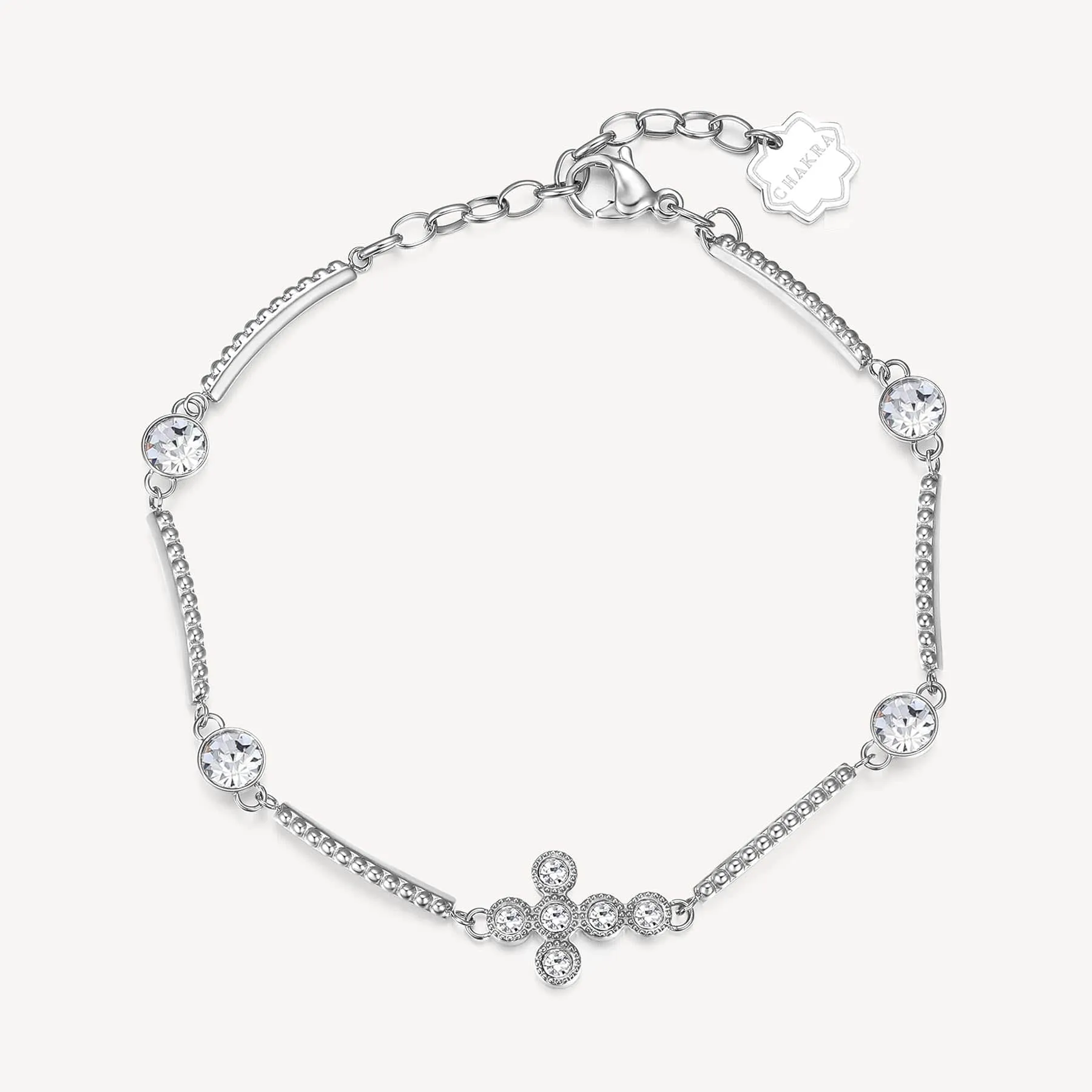 Stainless Steel Chakra Bracelet - Cross