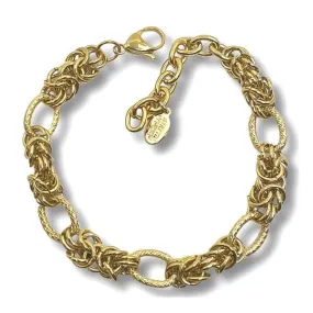 Stainless Steel: Fancy Link Bracelet: Gold Plated (BGSS4844)