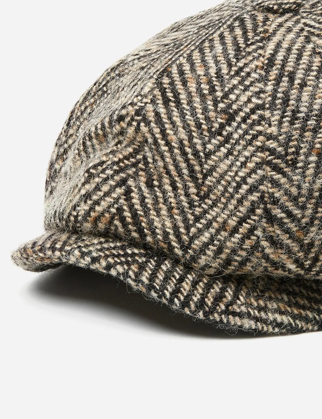 Stetson Hatteras Herringbone Newsboy Cap - Black/Brown