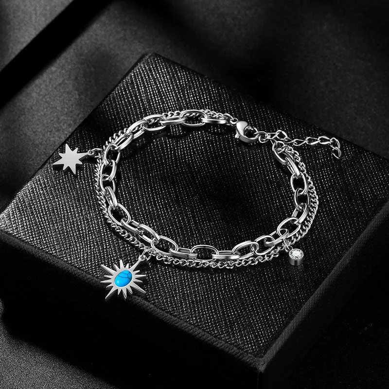 Sun Star Link Bracelets Women Jewelry Stainless Steel