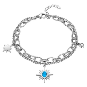 Sun Star Link Bracelets Women Jewelry Stainless Steel