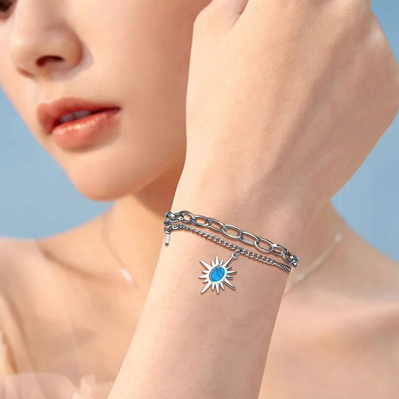 Sun Star Link Bracelets Women Jewelry Stainless Steel