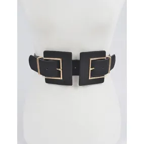 Two Buckle Faux Suede Belt