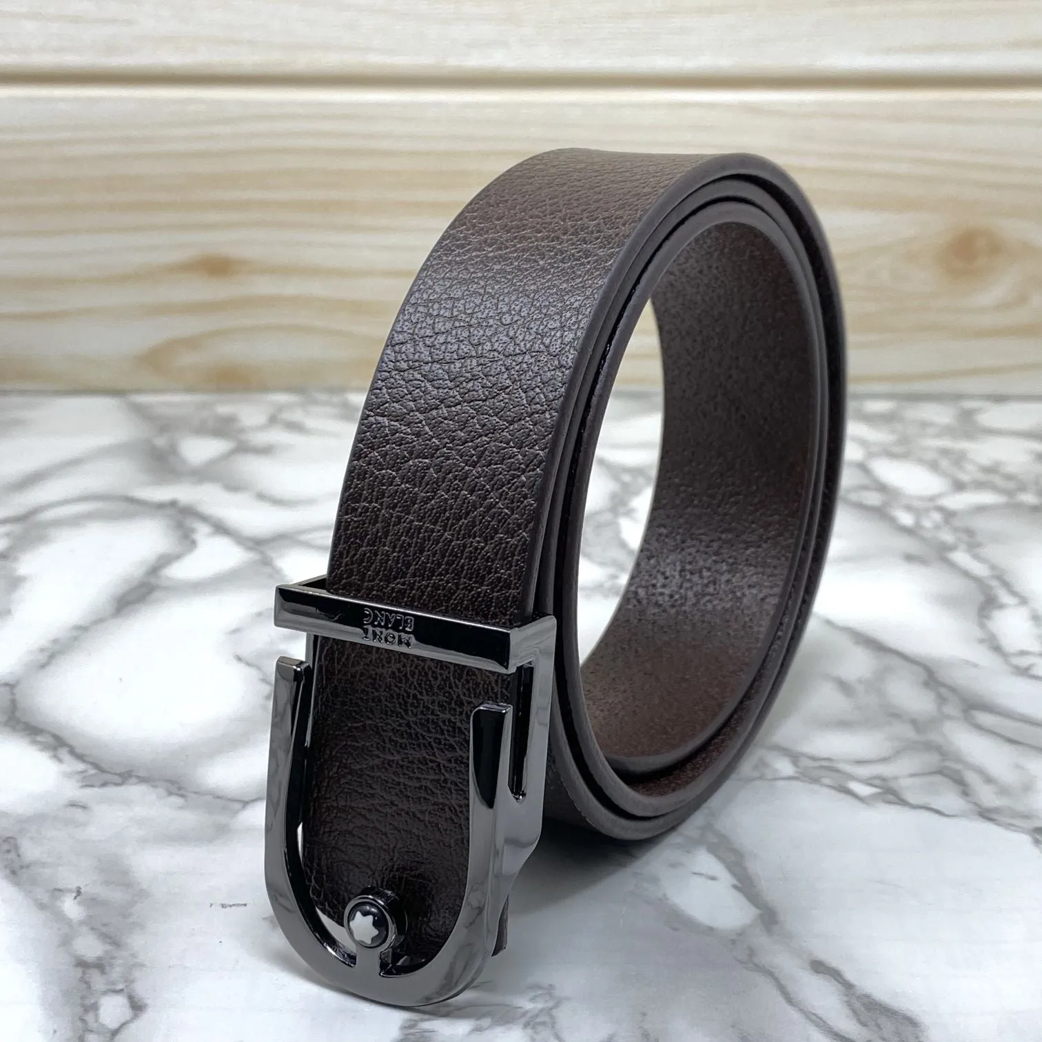 U-Shape Signature Formal Leather Strap Belt-JonasParamount