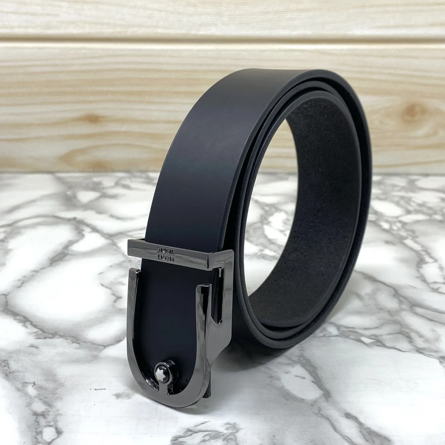 U-Shape Signature Formal Leather Strap Belt-JonasParamount