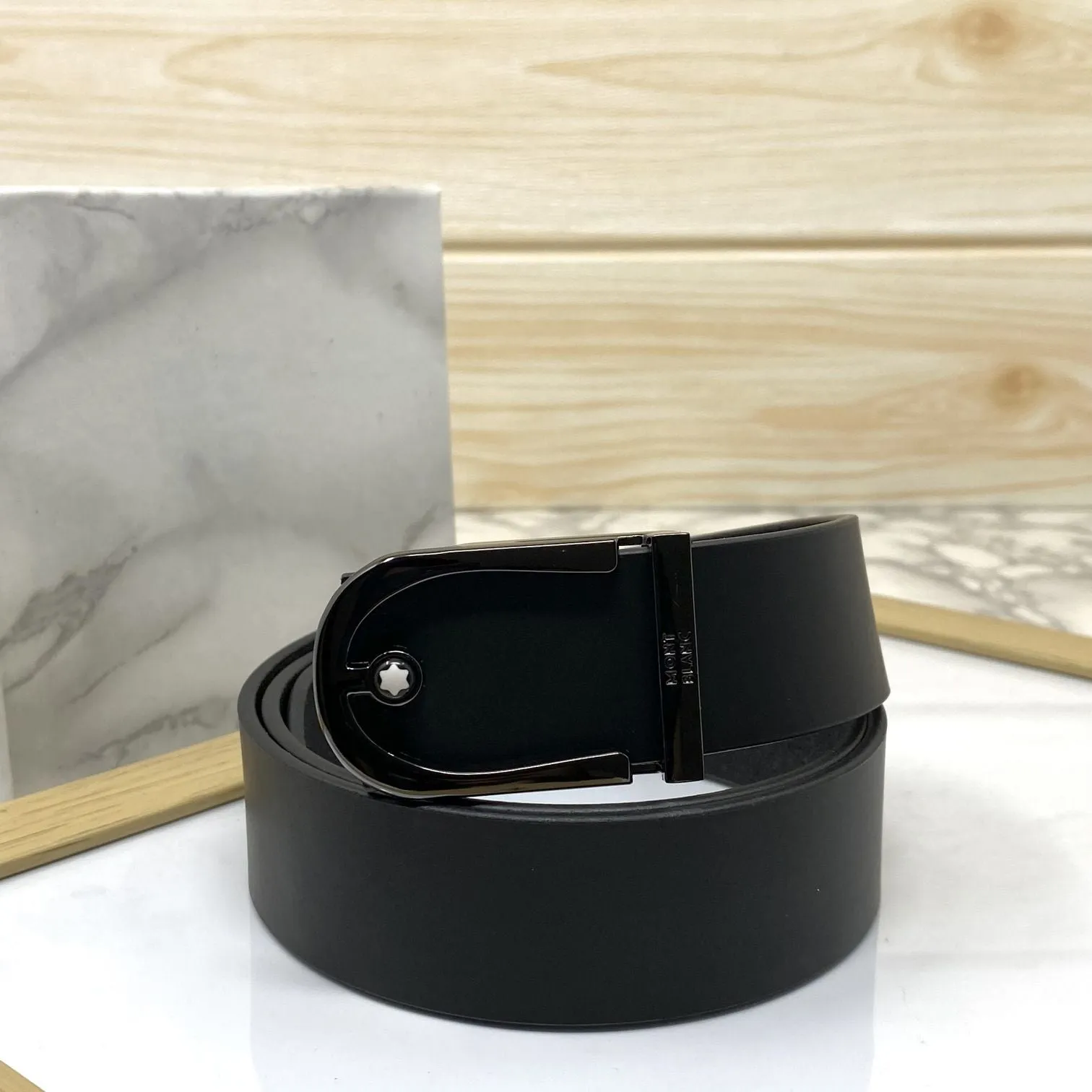 U-Shape Signature Formal Leather Strap Belt-JonasParamount