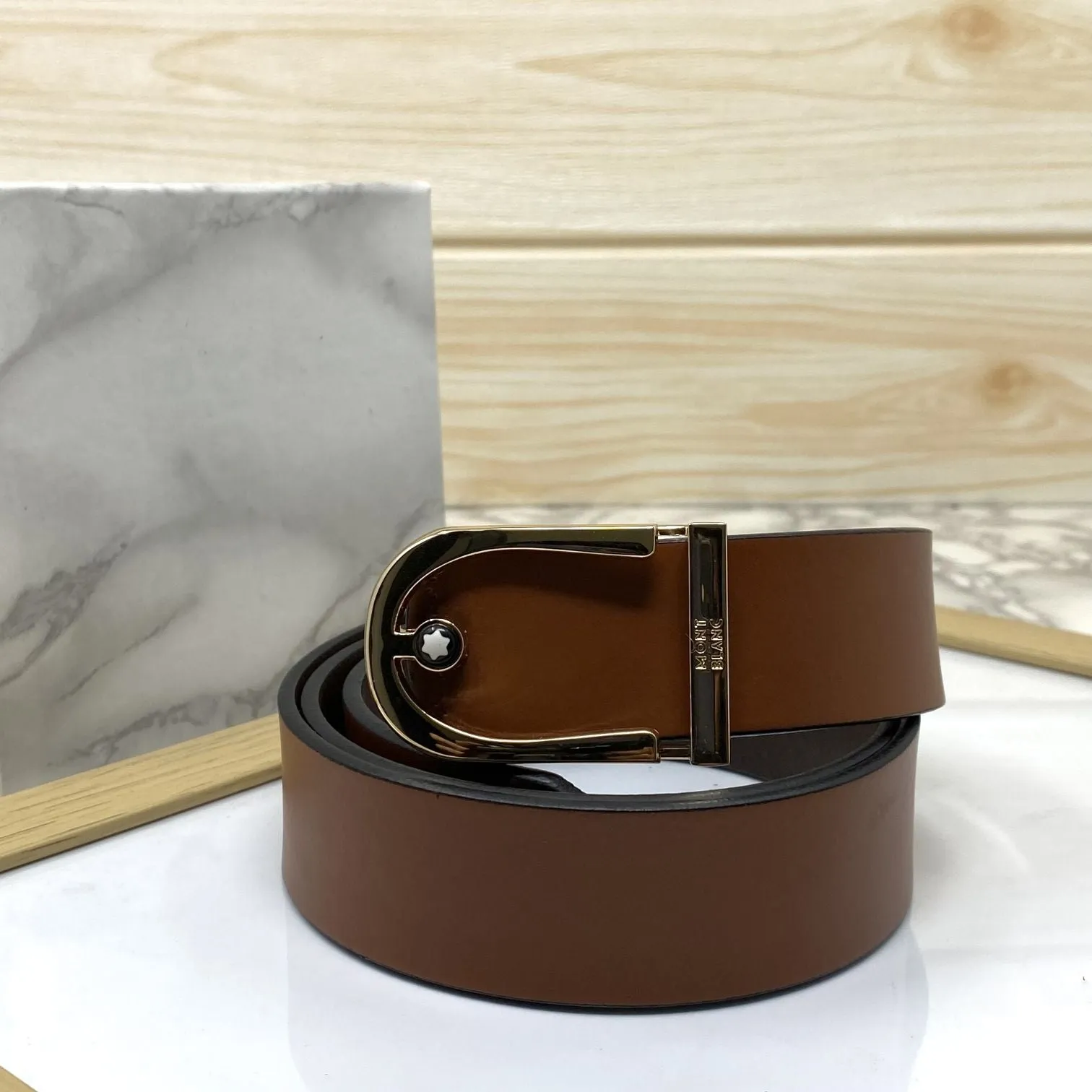 U-Shape Signature Formal Leather Strap Belt-JonasParamount