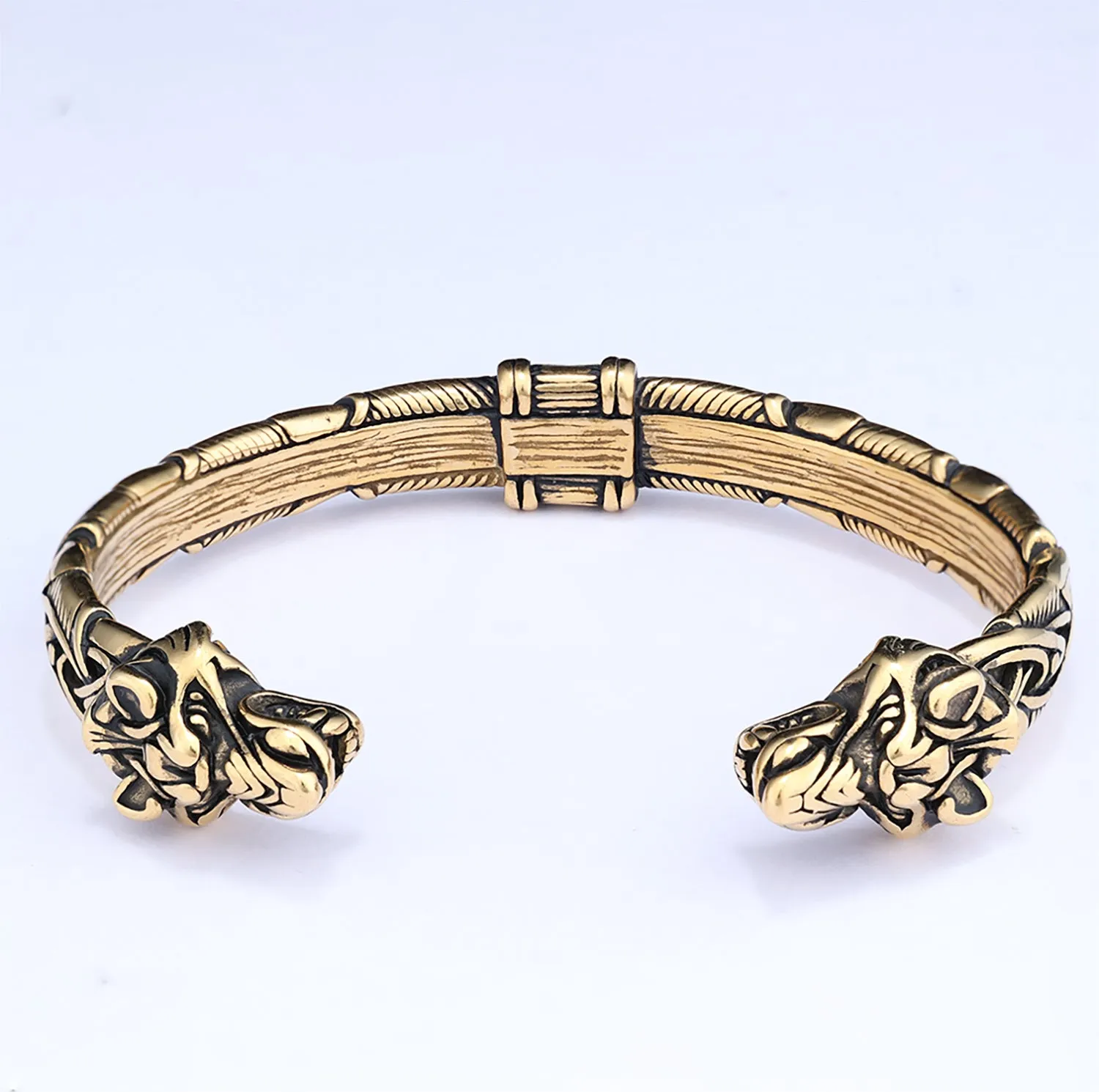 Wolf Torc Stainless Steel Viking Bracelet