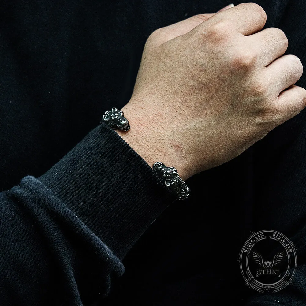 Wolf Torc Stainless Steel Viking Bracelet