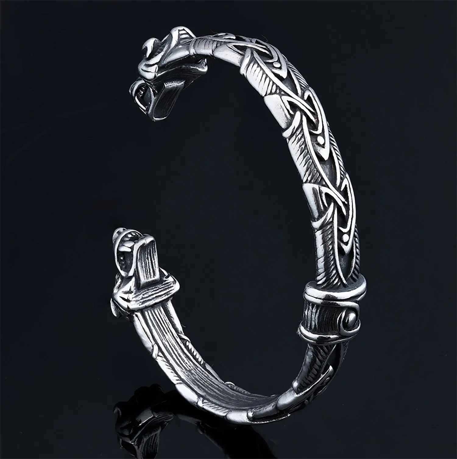 Wolf Torc Stainless Steel Viking Bracelet